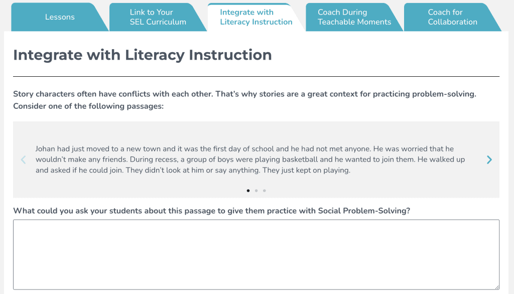 Literacy Integration Social Problem-Solving Screenshot